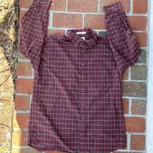 Men's LL Bean Wrinkle Resistant Cotton Plaid Shirt size Large regular